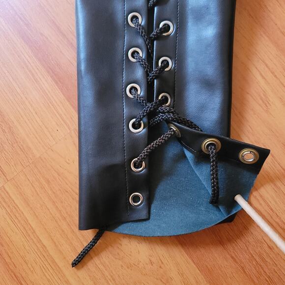 Vintage 1990 Vinyl HOT Motorcycle Chaps Women Sexy Fetish LGBTQ OS Adjusts Black - Picture 6 of 16